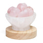 Gorgeous Selenite Fire Bowl Lamp With Rose Quartz Tumbled Stones on Large LED Base