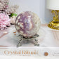 High Grade Pink Amethyst Druzy Sphere on Stand 288g