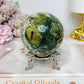 Druzy Moss Agate Sphere on Stand 428g