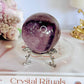 Incredible Phantom Amethyst Sphere with Rainbows 261grams On Stand