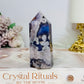 High Grade Chunky Blue Flower Agate Tower 8.5cm