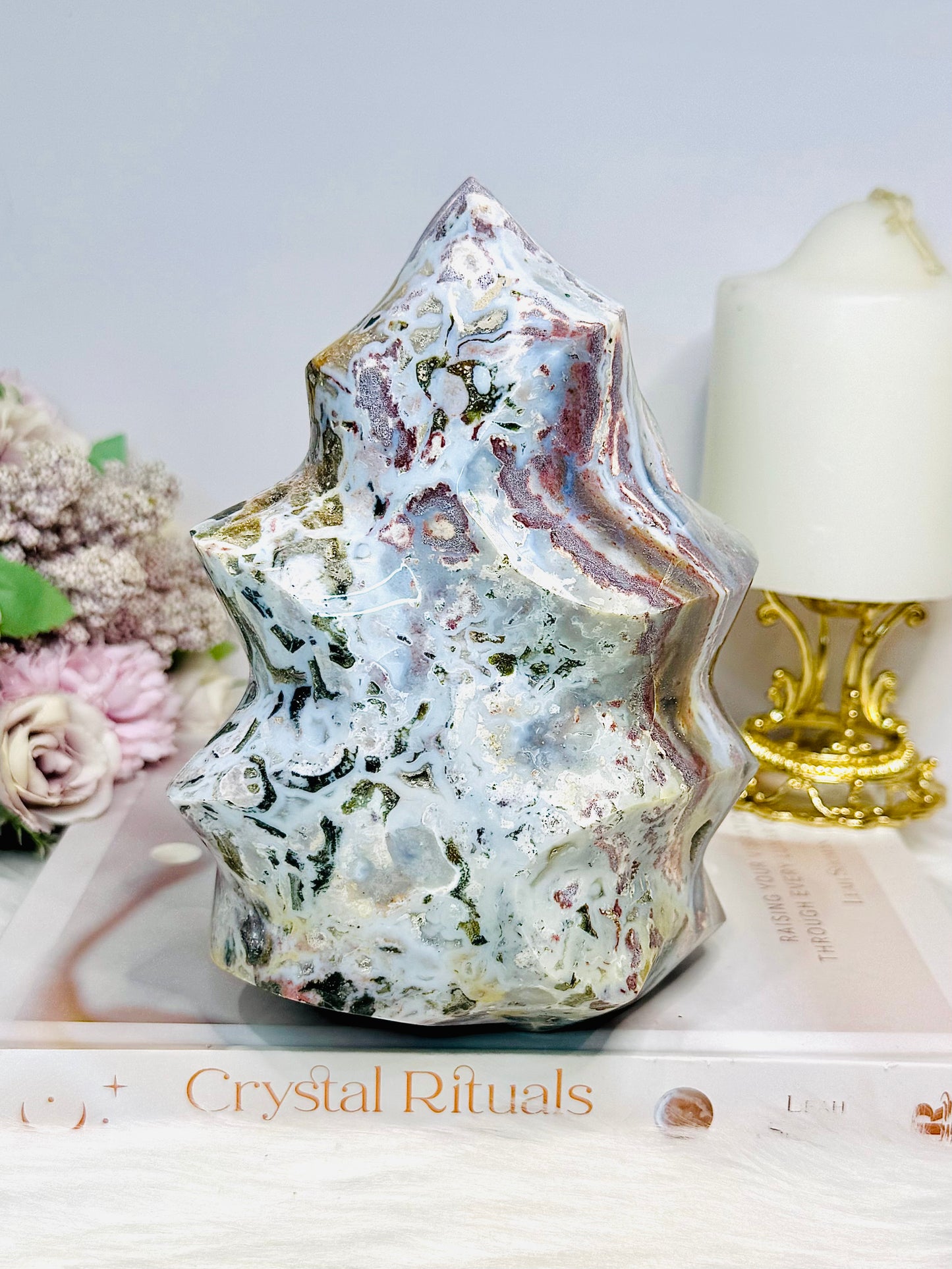 Huge Ocean Jasper Carved Flame 17cm 1.87KG