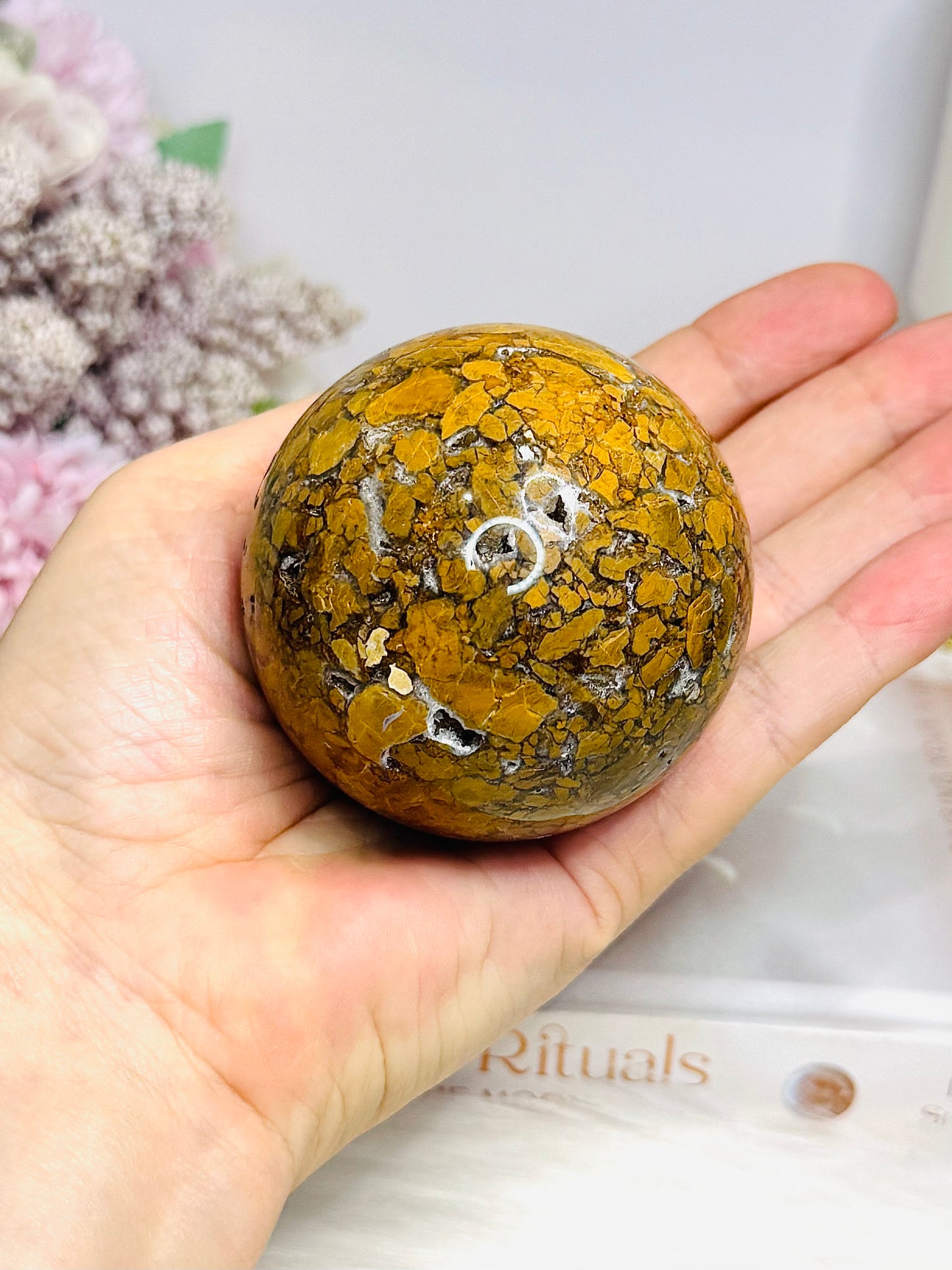 Brecciated Jasper Druzy Sphere on Stand 340g