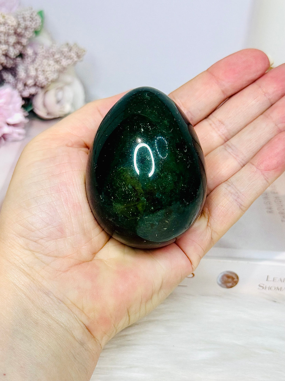 Large Bloodstone Egg on Stand 229g