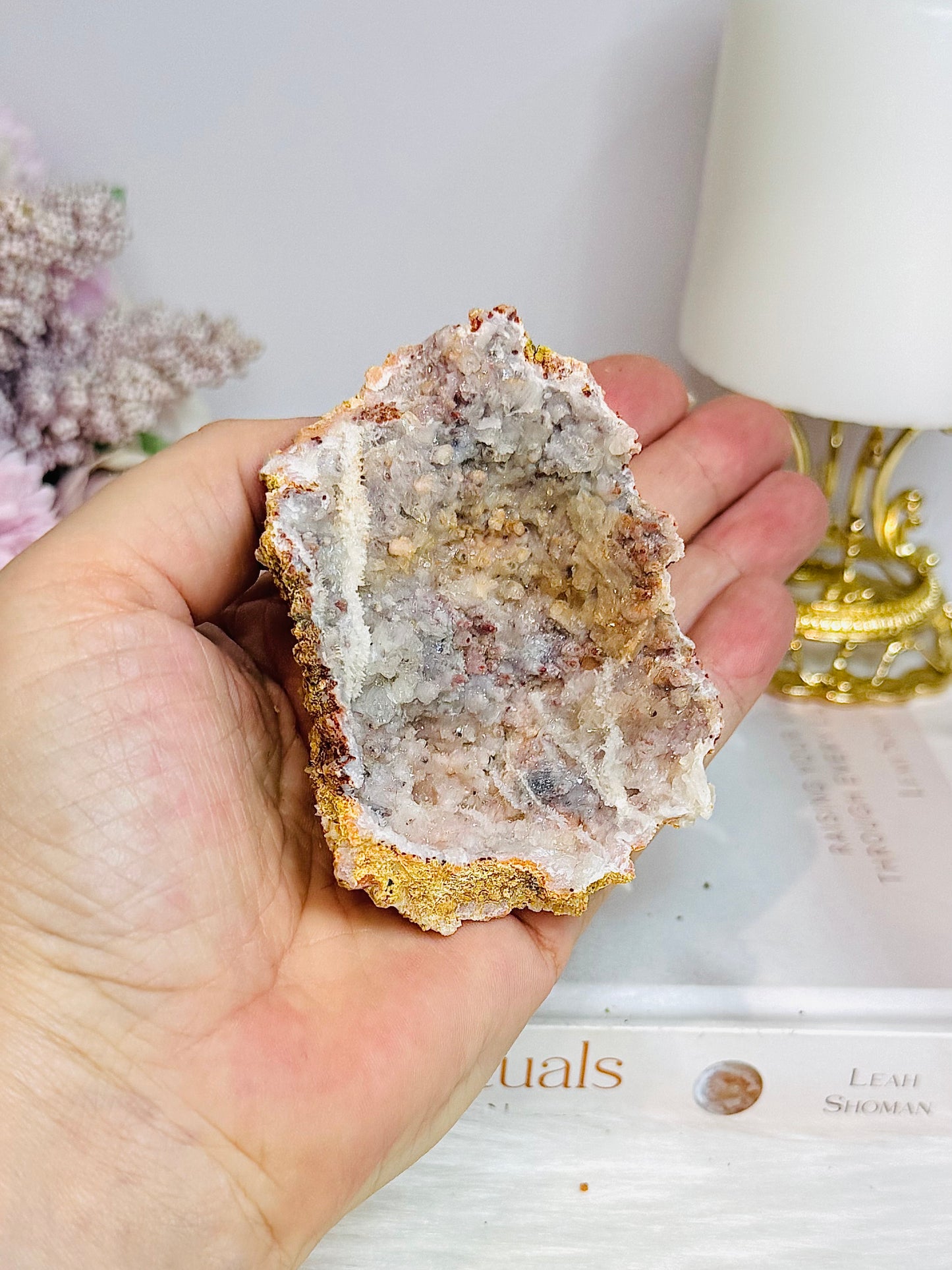 Pink Calcite Geode on Stand 10cm