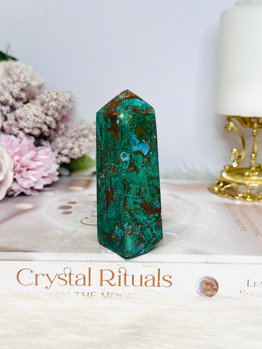 Natural Chunky Chrysocolla Tower 8.5cm