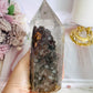 Stunning Large High Grade Garden Quartz | Lodolite Tower on Timber Base 1.02KG 21cm