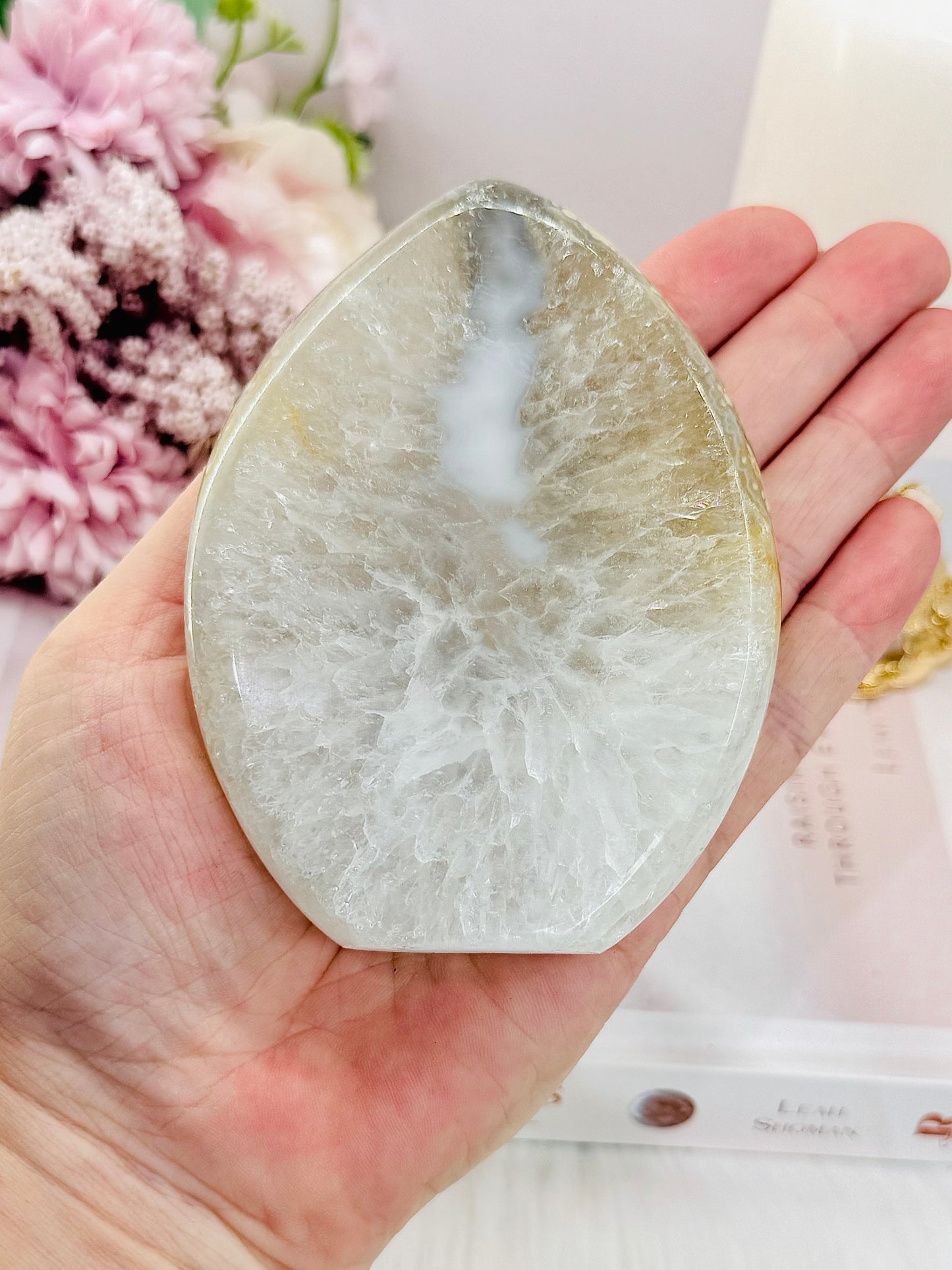 Absolutely Incredible Large Carved & Polished Sugar Druzy Agate Freefrom From Brazil 327grams