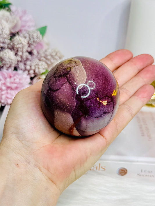 Large Mookaite Jasper Sphere on Stand 347g