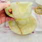 Green Onyx Carved Tea Cup & Saucer Set