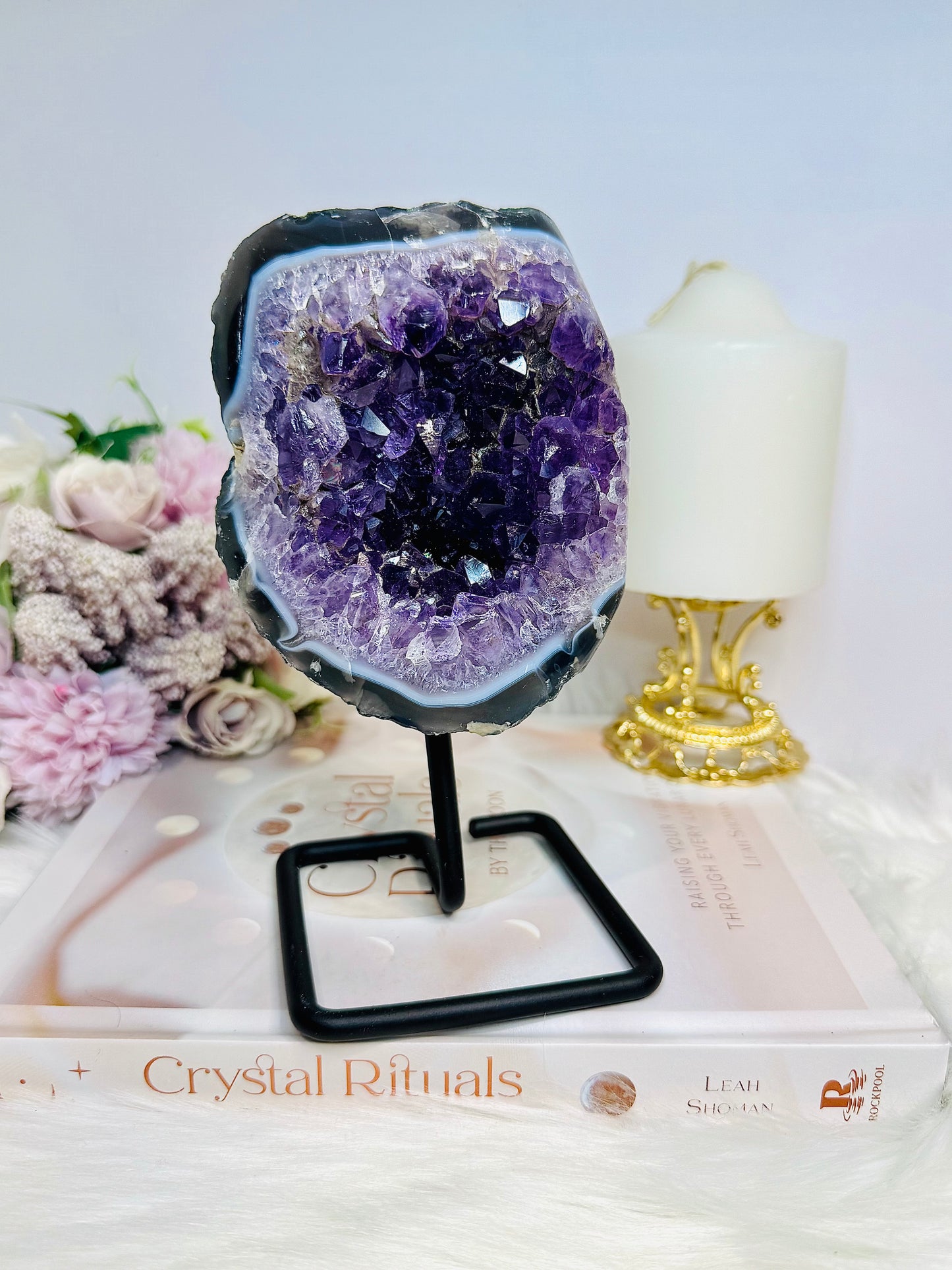 Large Natural Amethyst Cluster On Stand 16cm 745g