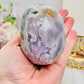 High Grade 14.5cm Druzy Pink Amethyst Freeform | Egg On Stand 558grams