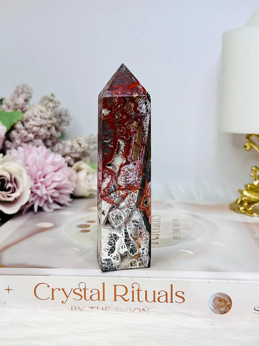 Mexican Lace Druzy Agate Tower 10.5cm
