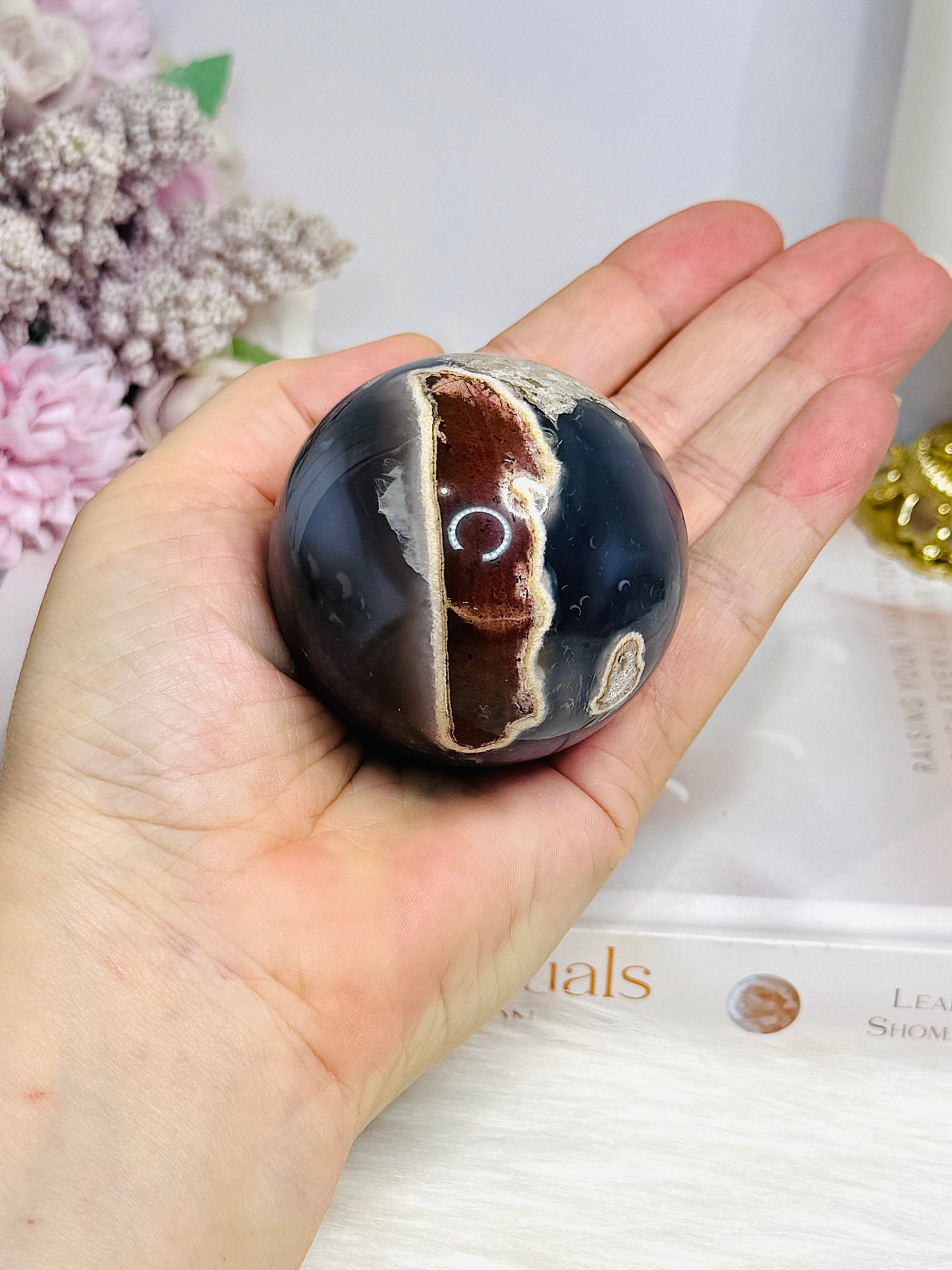 Volcano | Football Agate Sphere On Stand 216g