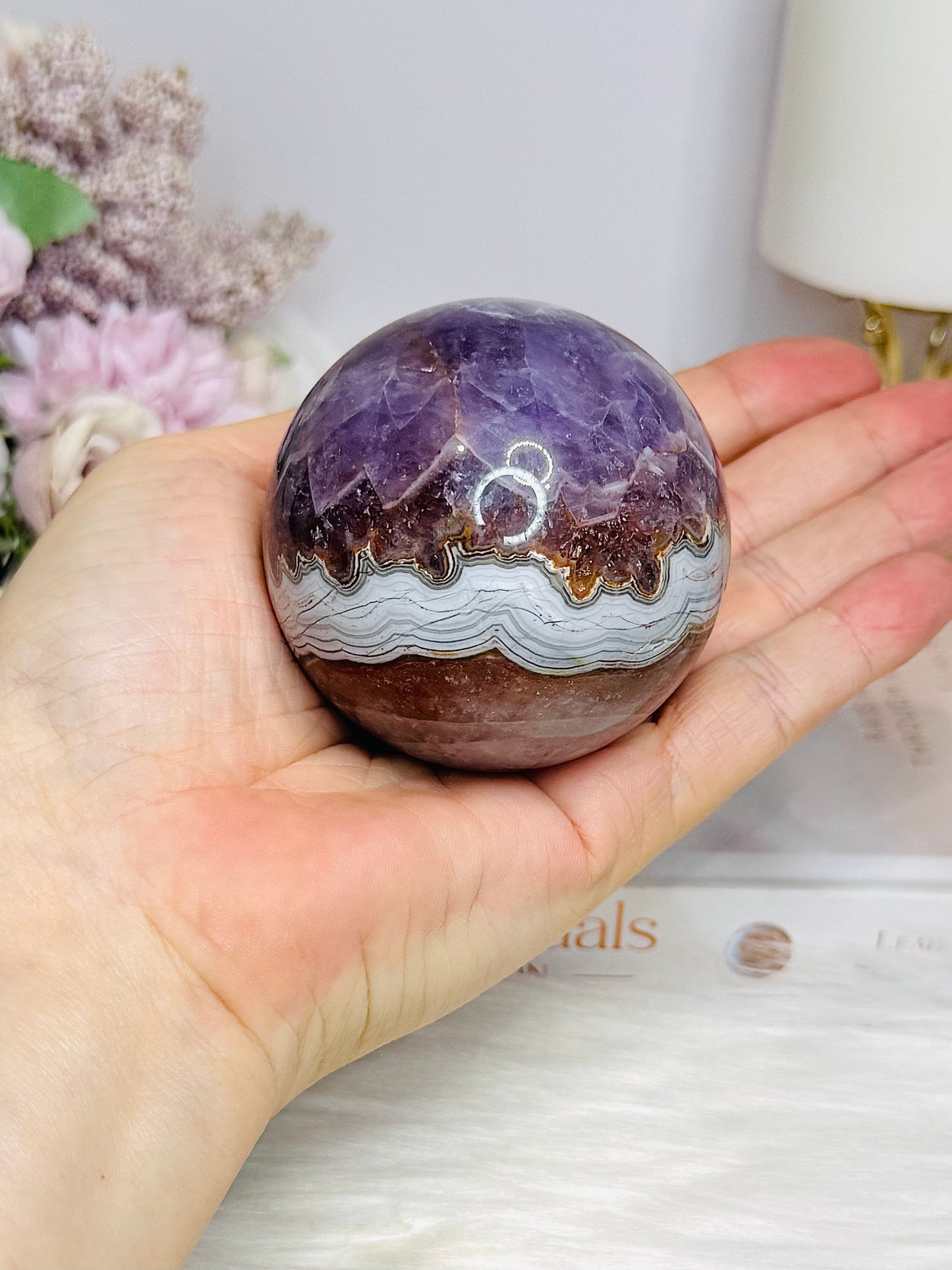 Large Crazy Lace Agate Sphere on Stand 378g