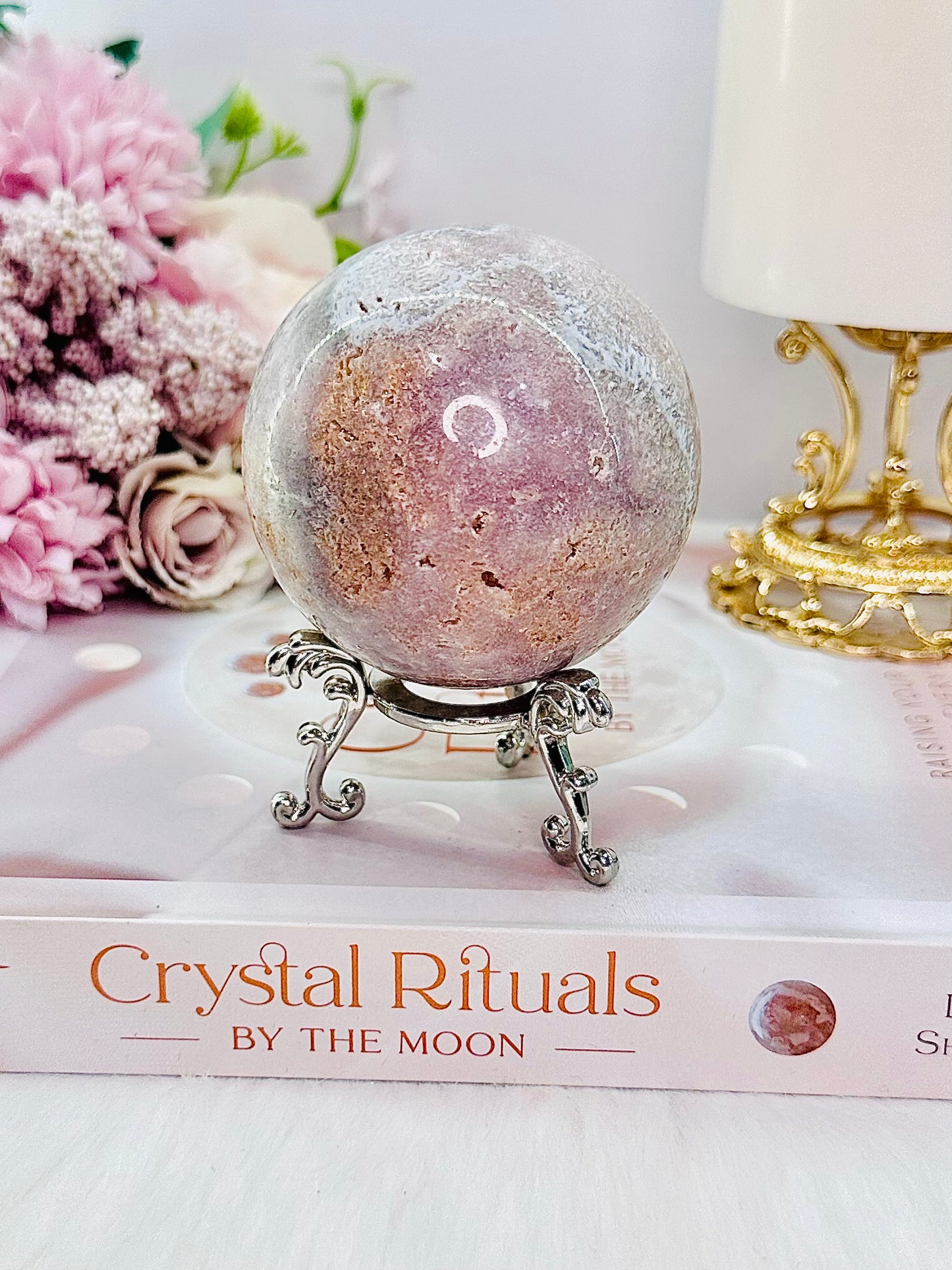 Simple Elegance ~ Pink Amethyst Druzy Sphere On Stand From Brazil 296grams