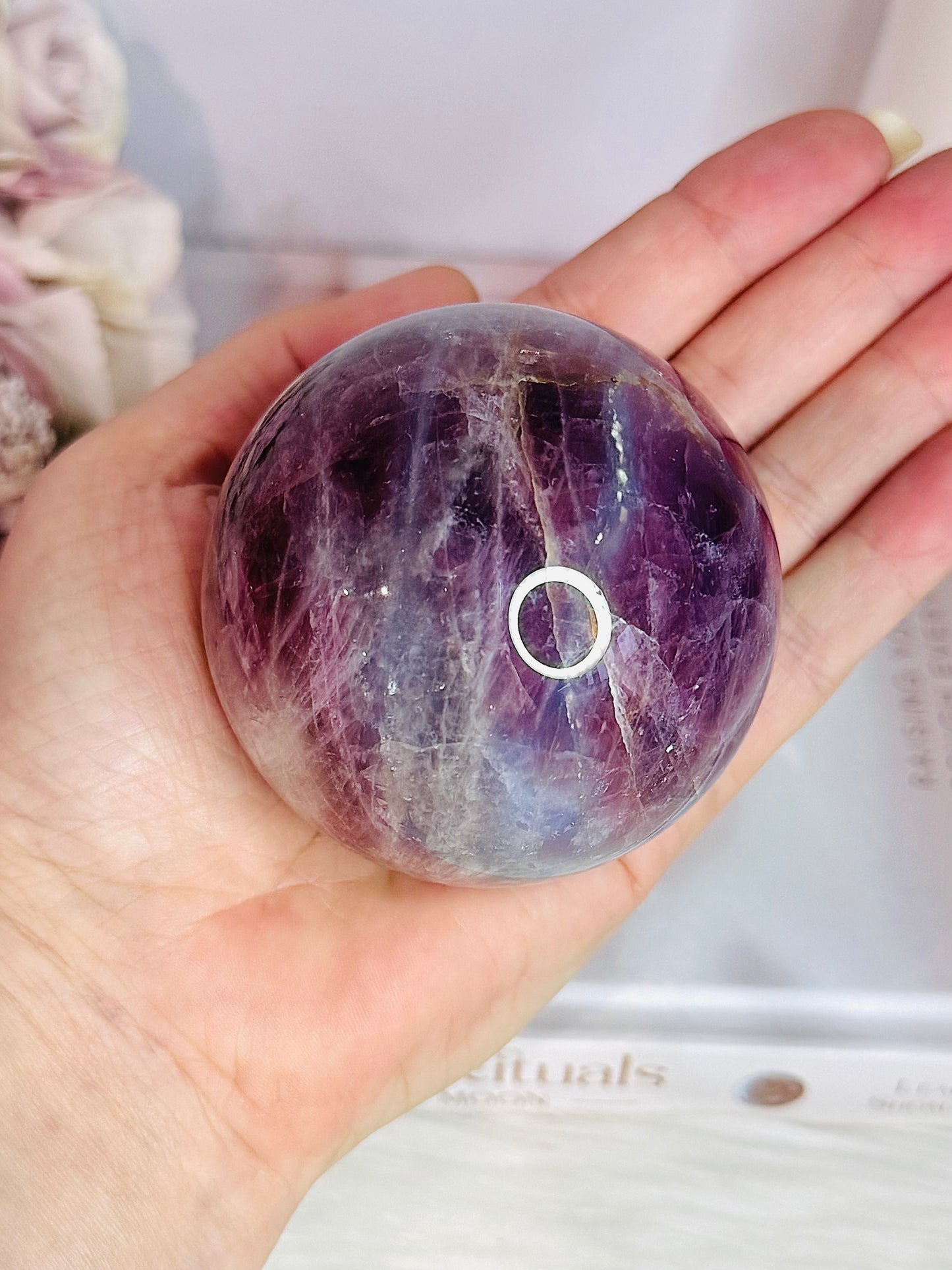 The Most Magical Large Lavender Star Rose Quartz Sphere with Flash On Stand 402grams