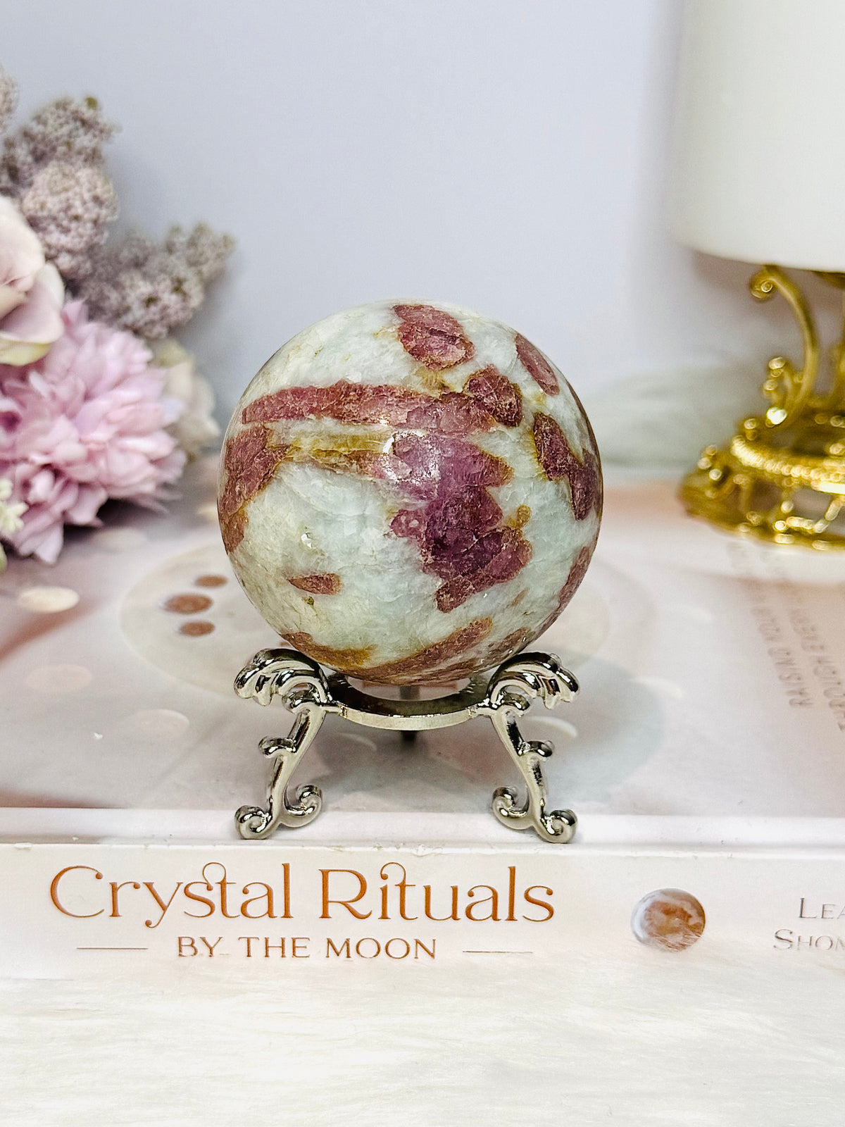 Pink Tourmaline Sphere On Stand 266g