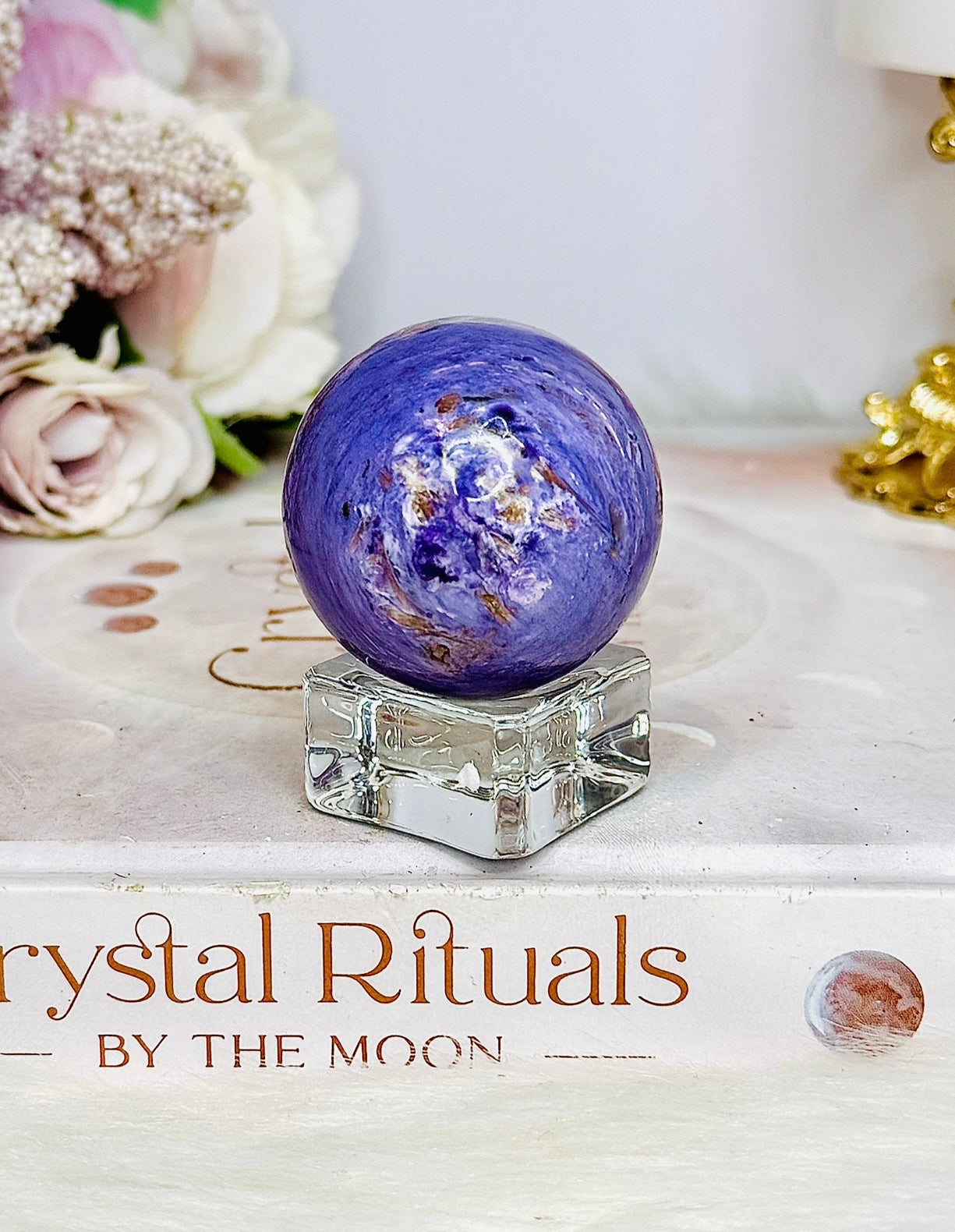 Natural Rare Charoite Sphere On Stand 76g