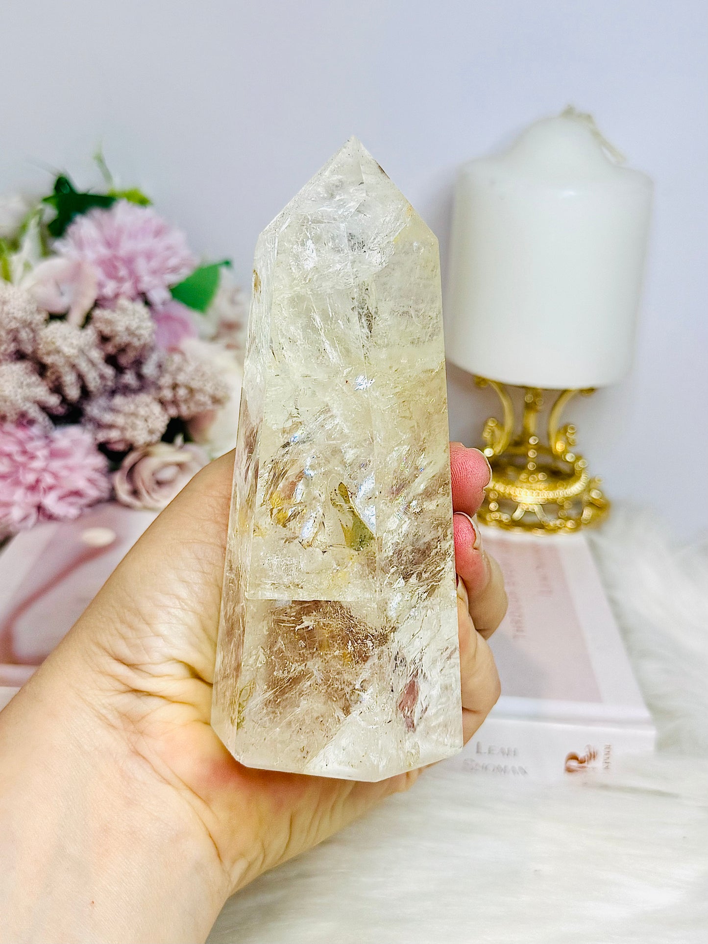 High Grade Clear Quartz Tower with Rainbows 13.5cm 434g