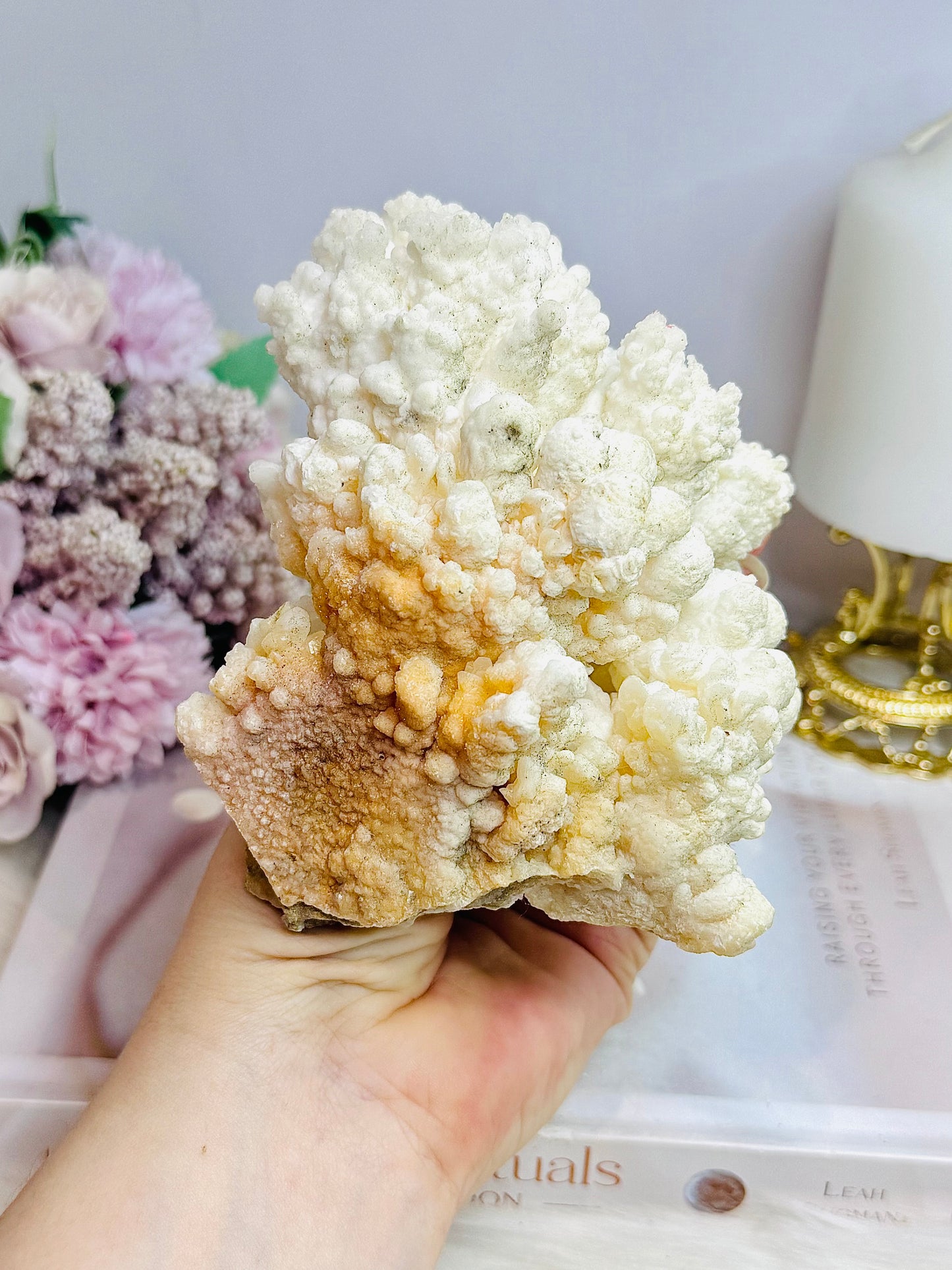 Natural Large White Aragonite | Cave Calcite Cluster Specimen 11cm 587g