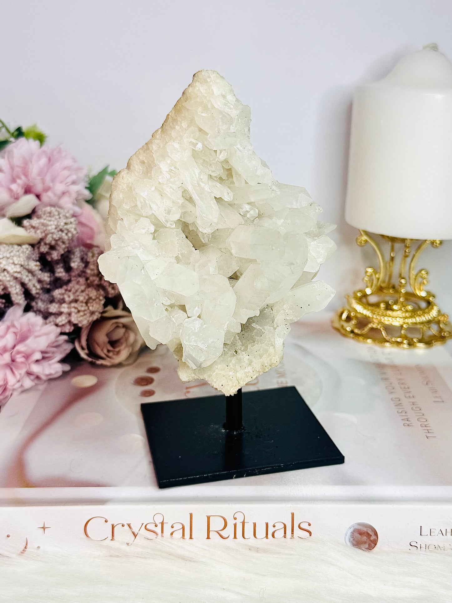 Master Healer ~ Gorgeous Chunky Large 15cm Clear Quartz Cluster | Specimen On Black Stand