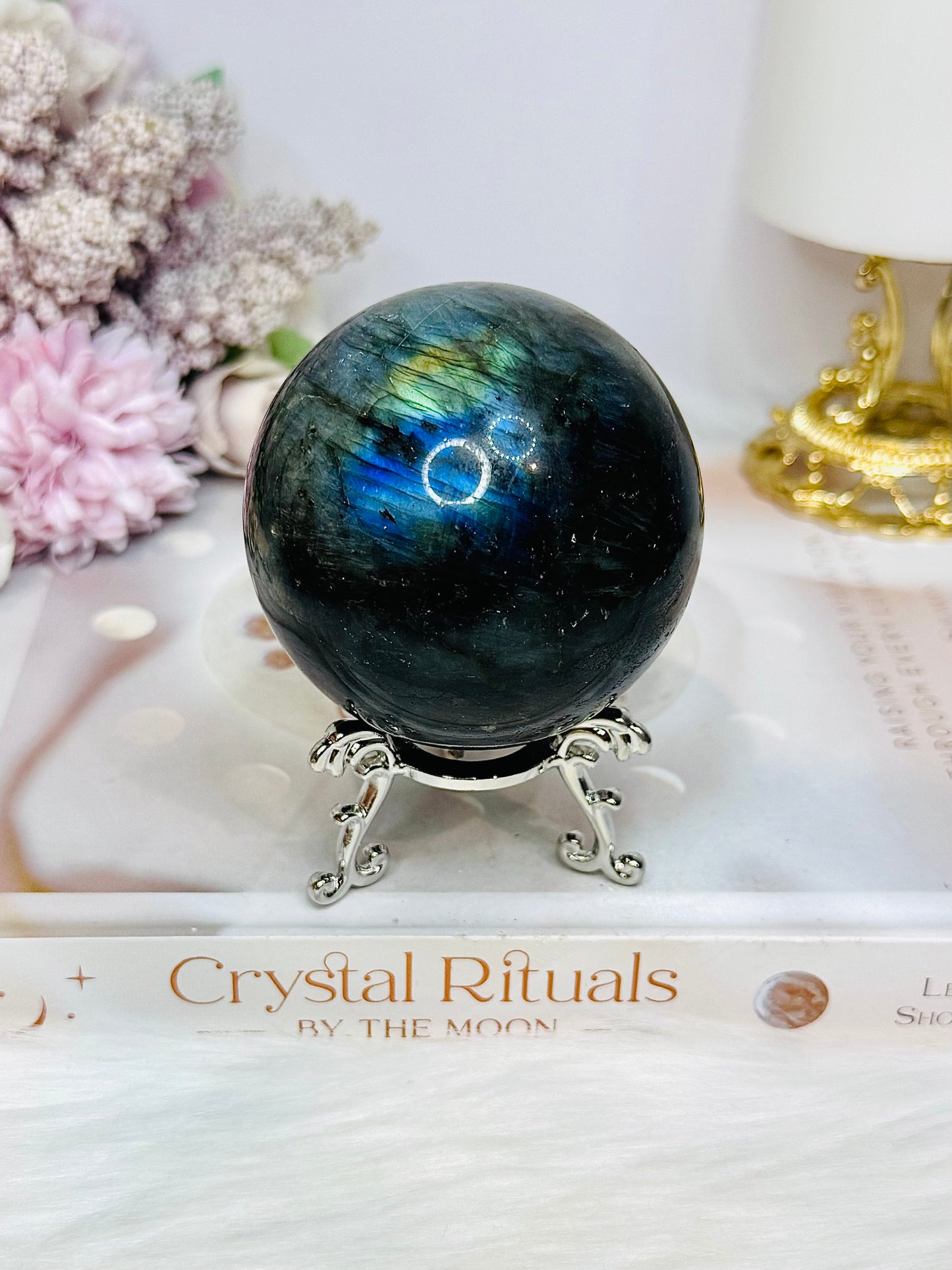 Large Labradorite Sphere On Stand 436g