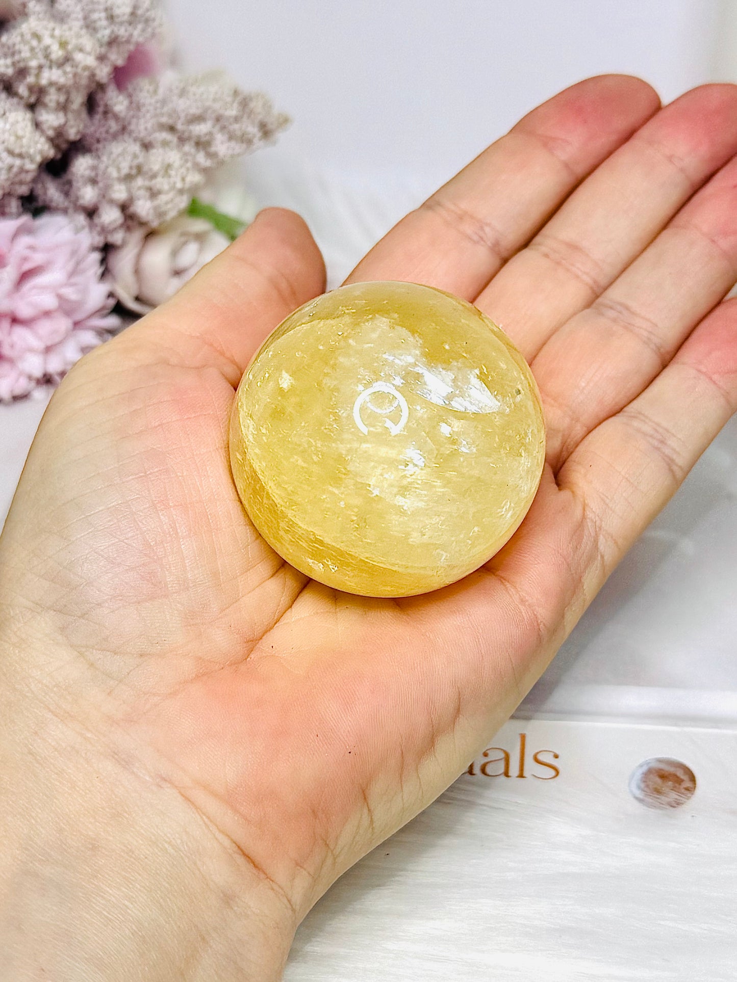 Honey Calcite Sphere on Stand 155g