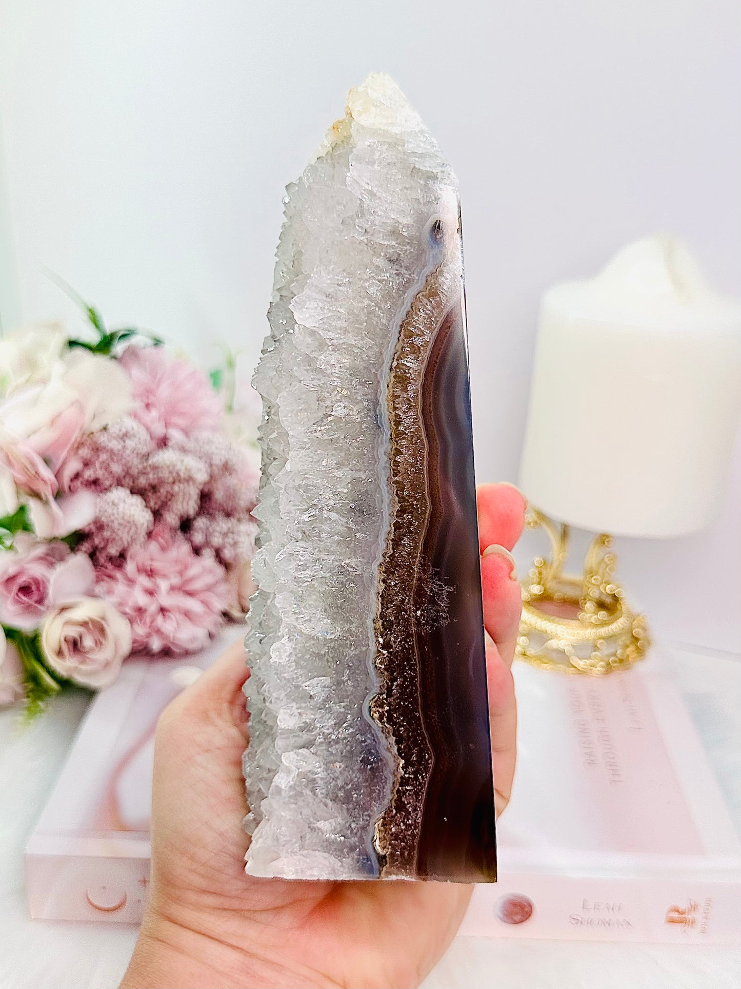 Classy & Fabulous Large 750gram Druzy Agate Tower From Brazil Just Gorgeous