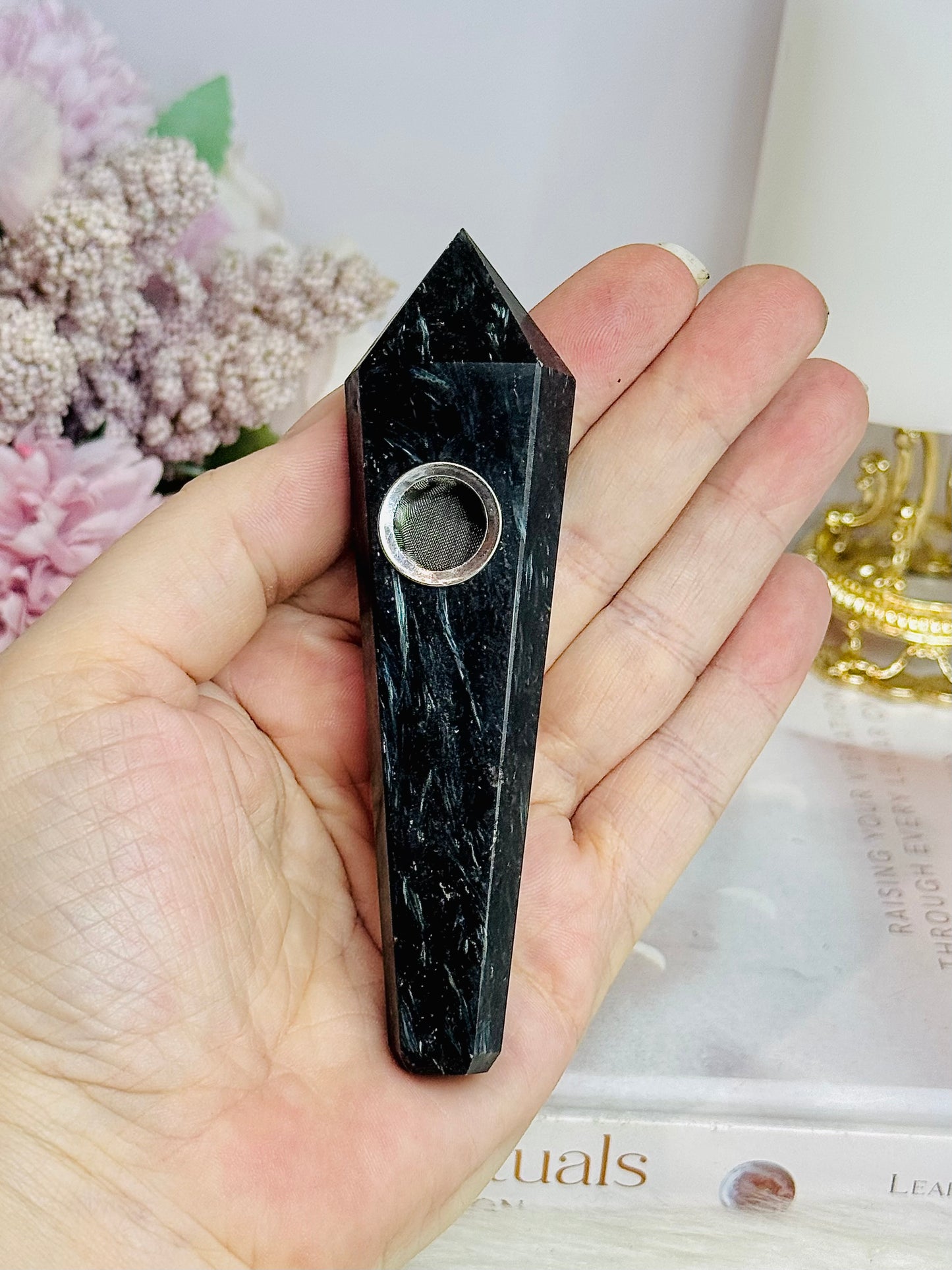 Astrophyllite Carved Smoking Pipe 11cm