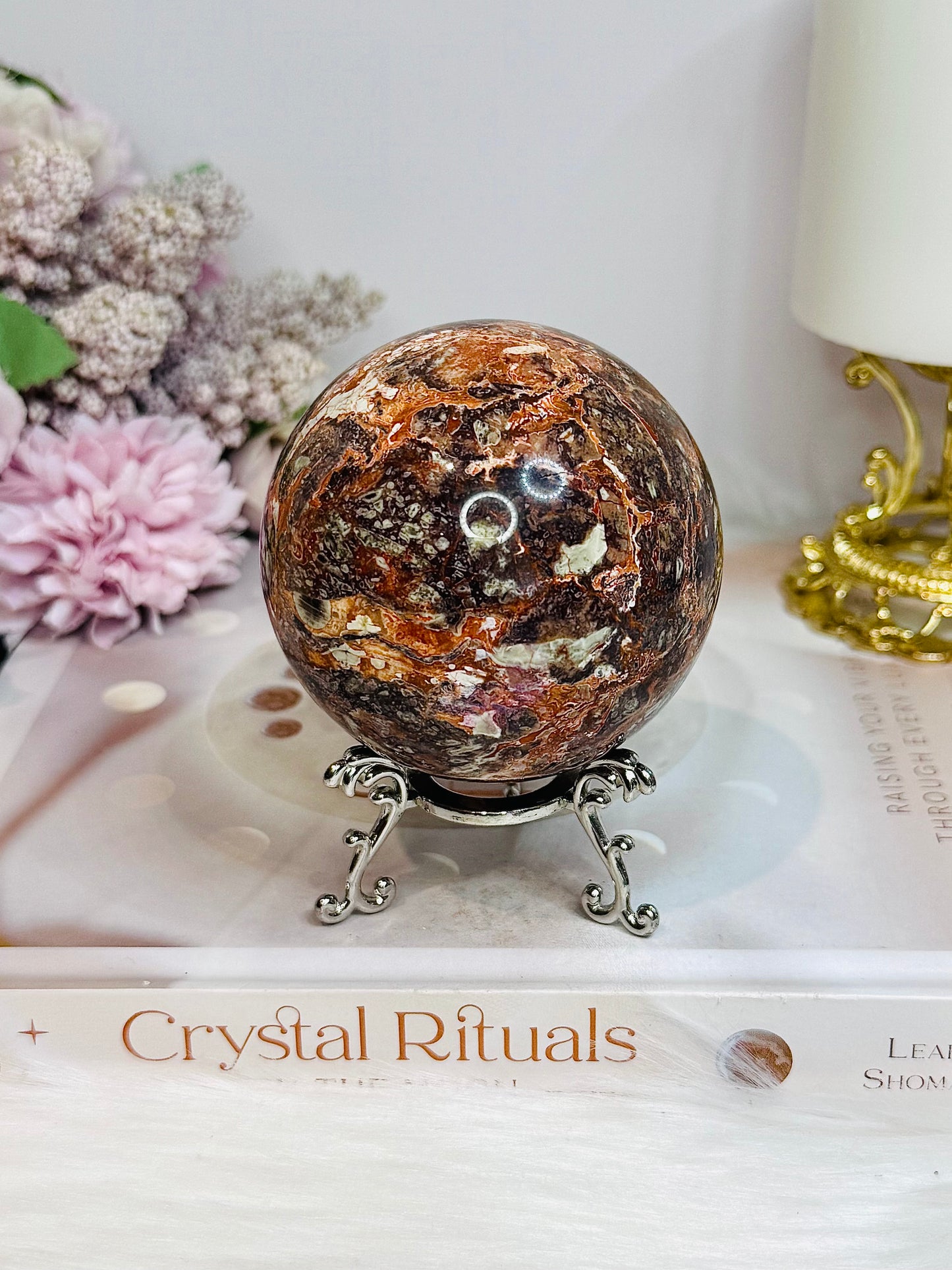 Large Money Agate Sphere on Stand 432g