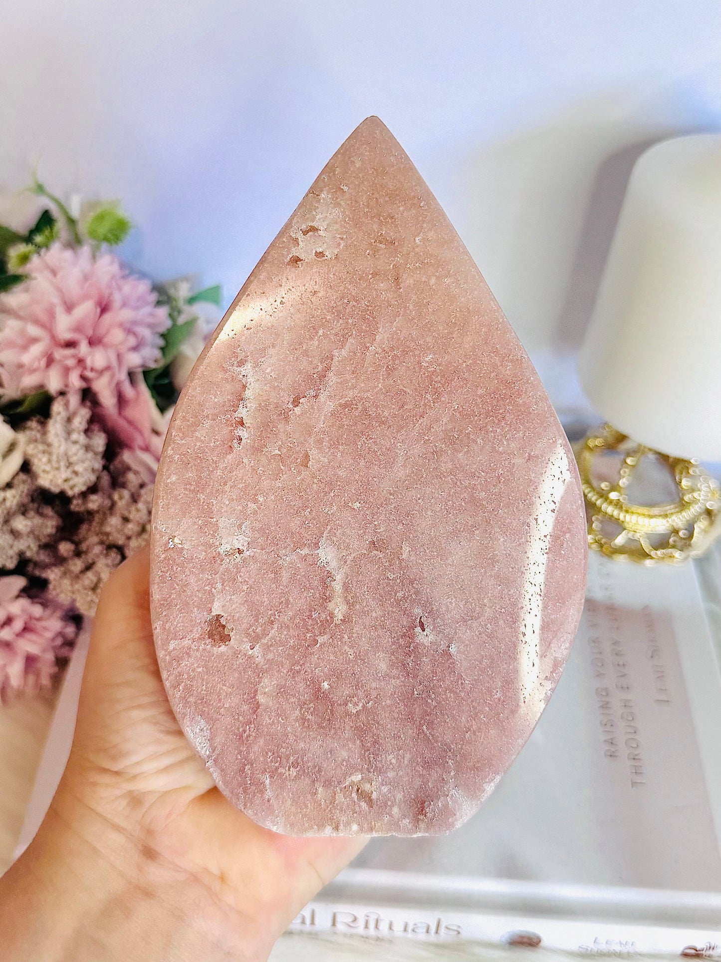Large Chunky 15cm Pink Amethyst Druzy Carved Flame | Freeform