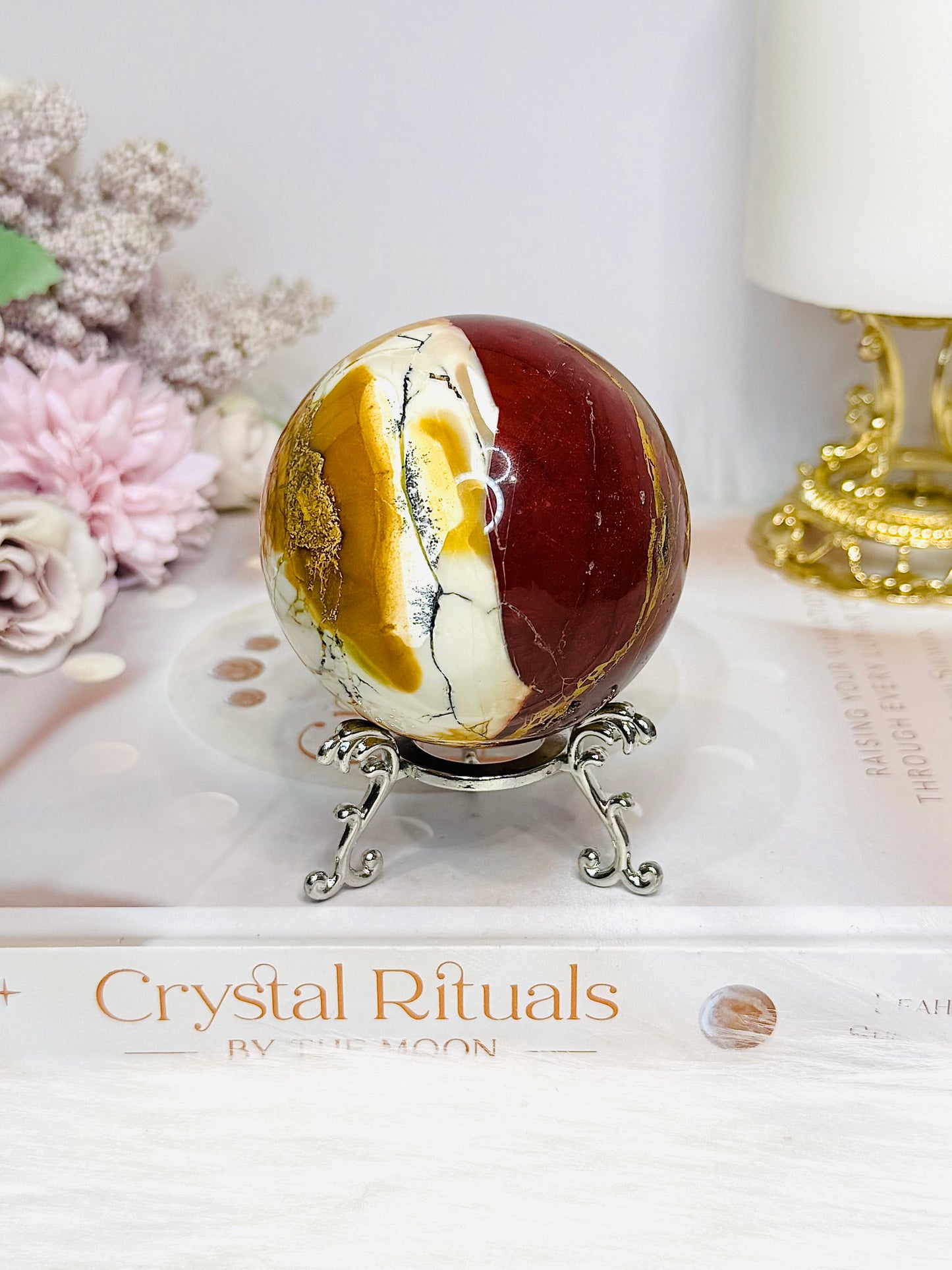 Large Mookaite Jasper Sphere on Stand 330g