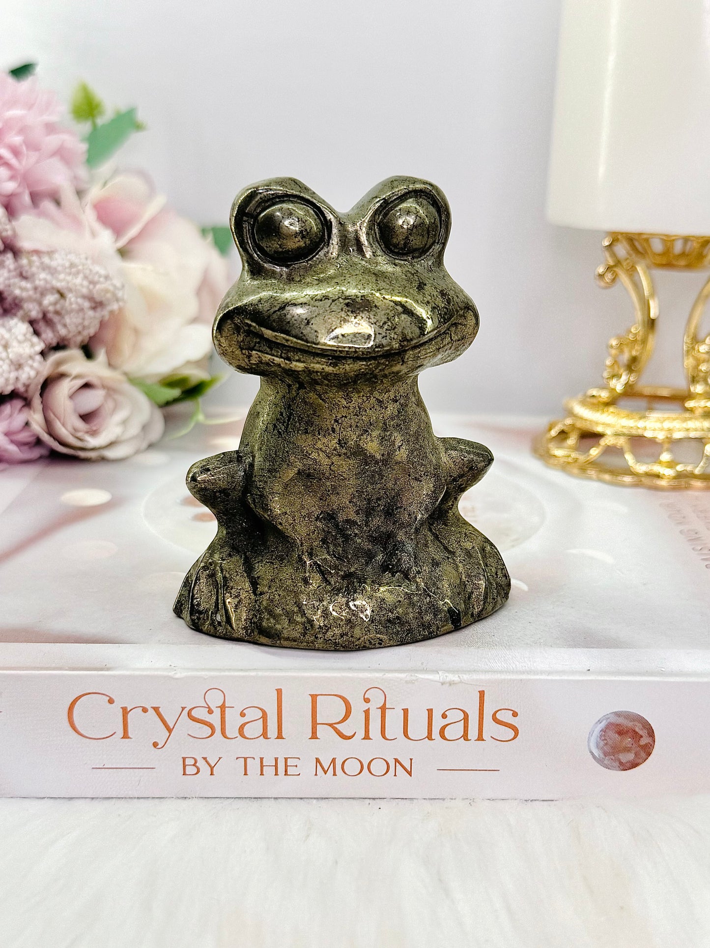 Large 9cm Pyrite Frog Carving 374grams