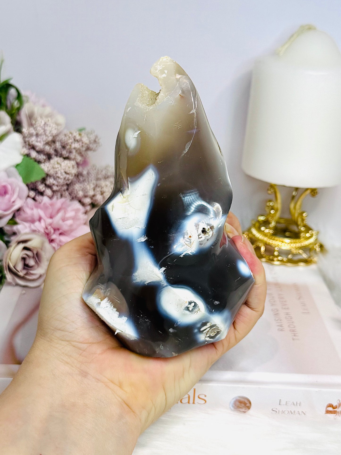 Large Orca Agate Druzy Flame 14cm 572g