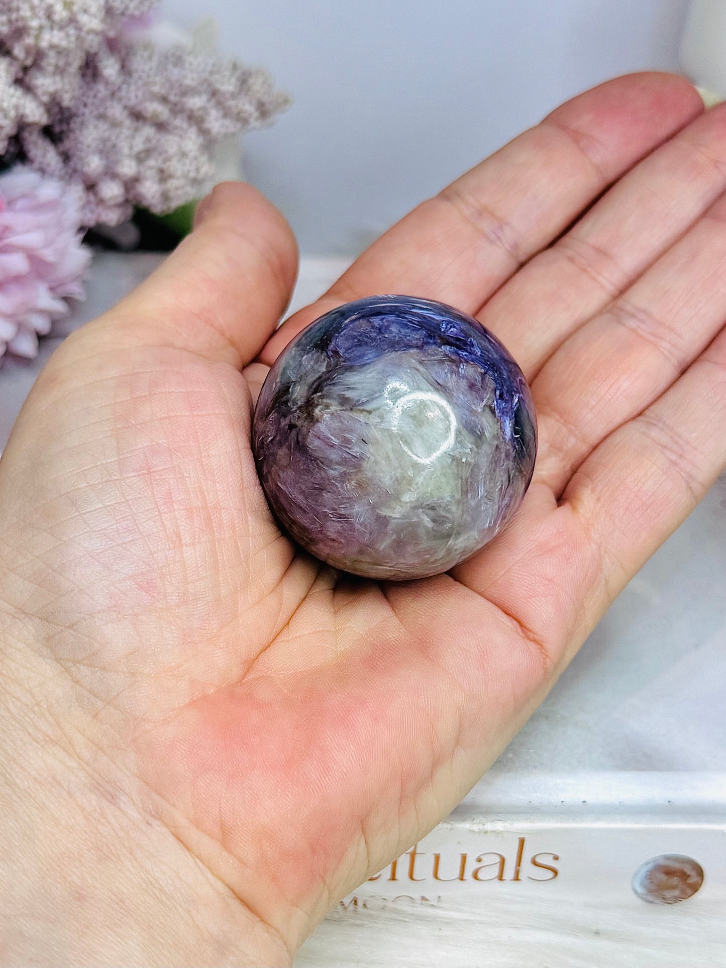 Natural Rare Charoite Sphere On Stand 94g