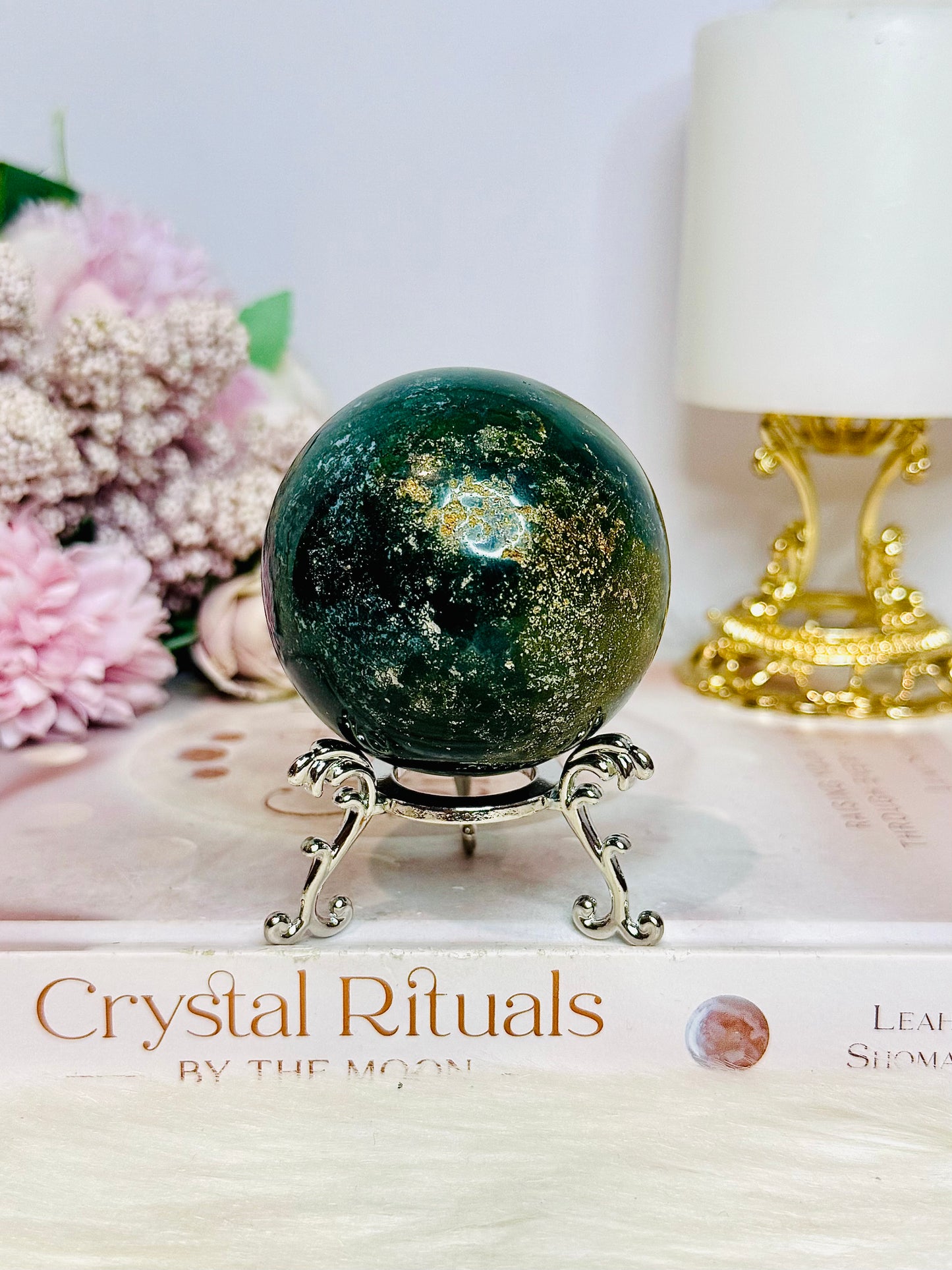 Green Ocean Jasper Sphere on Stand 255g