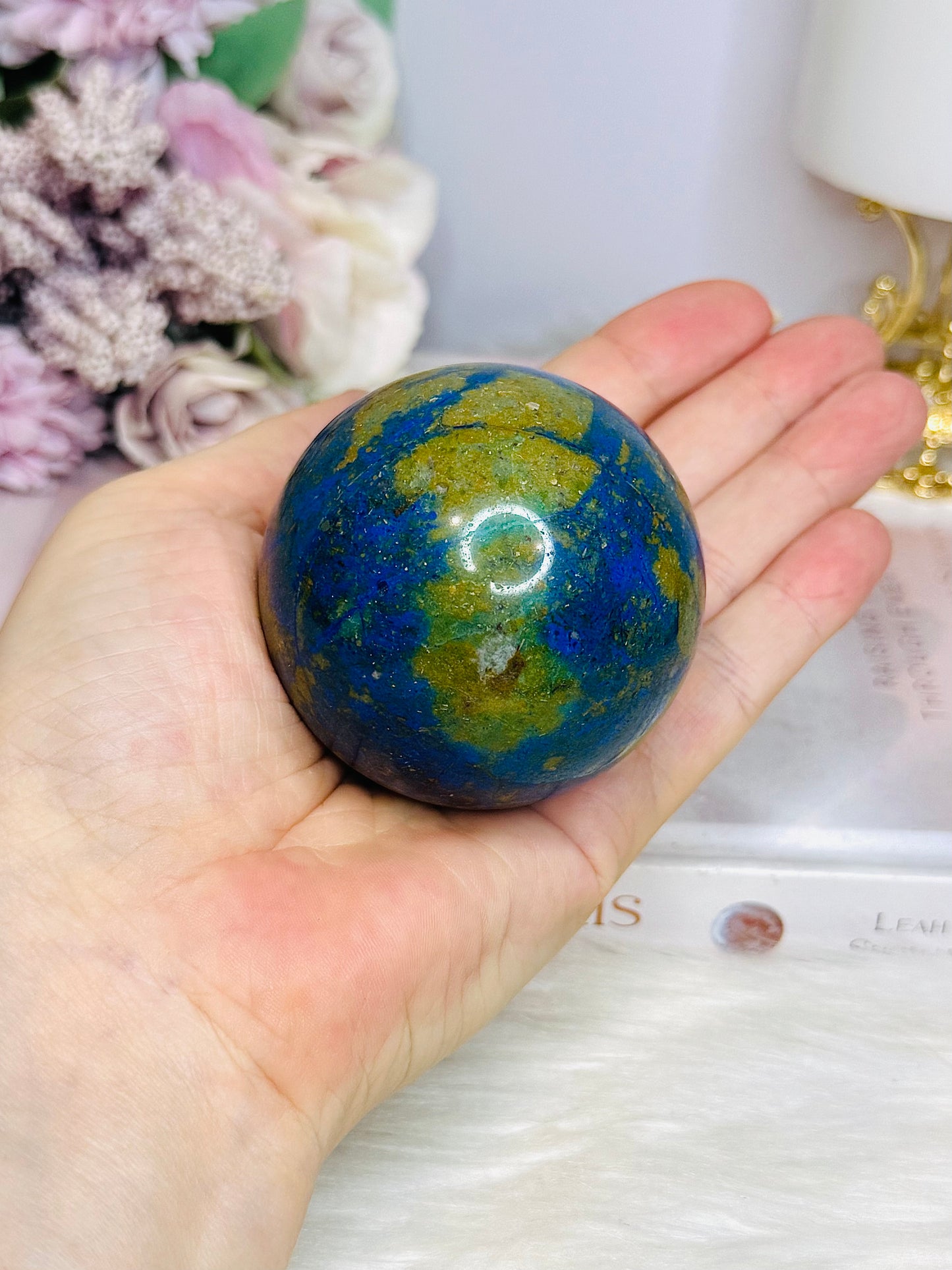 Azurite Sphere on Stand 278g