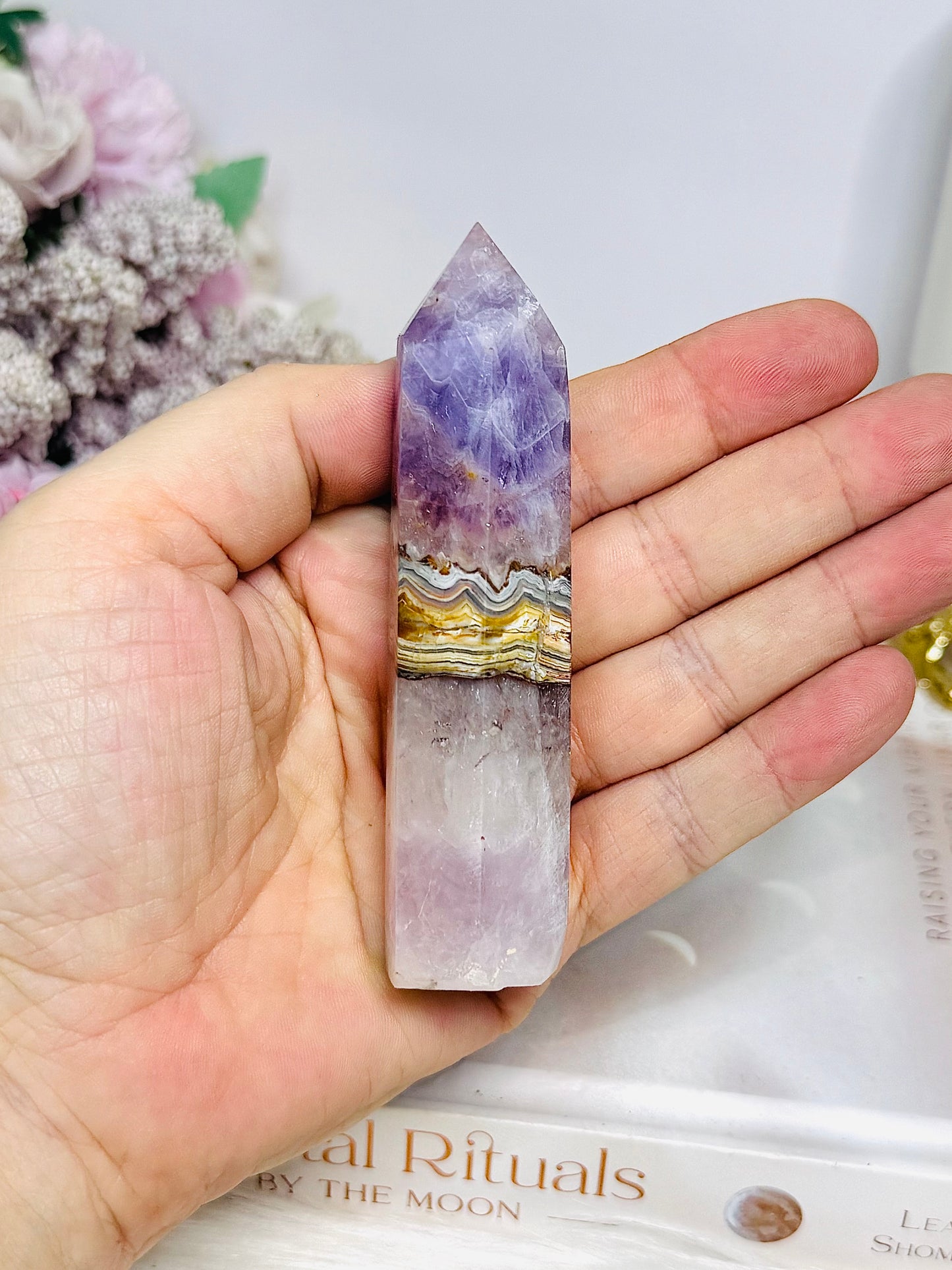 Crazy Lace Amethyst Tower 10cm
