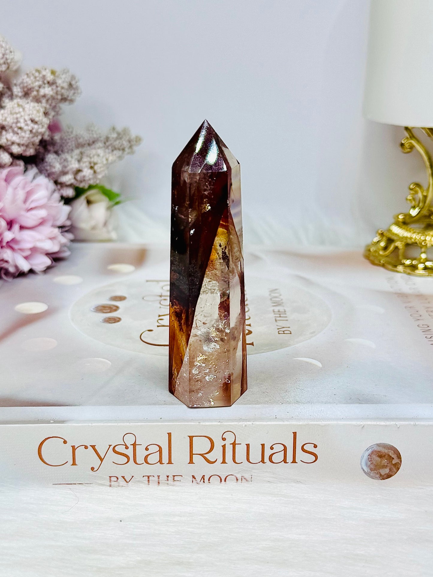 High Grade Fire Quartz Tower with Rainbows 8cm