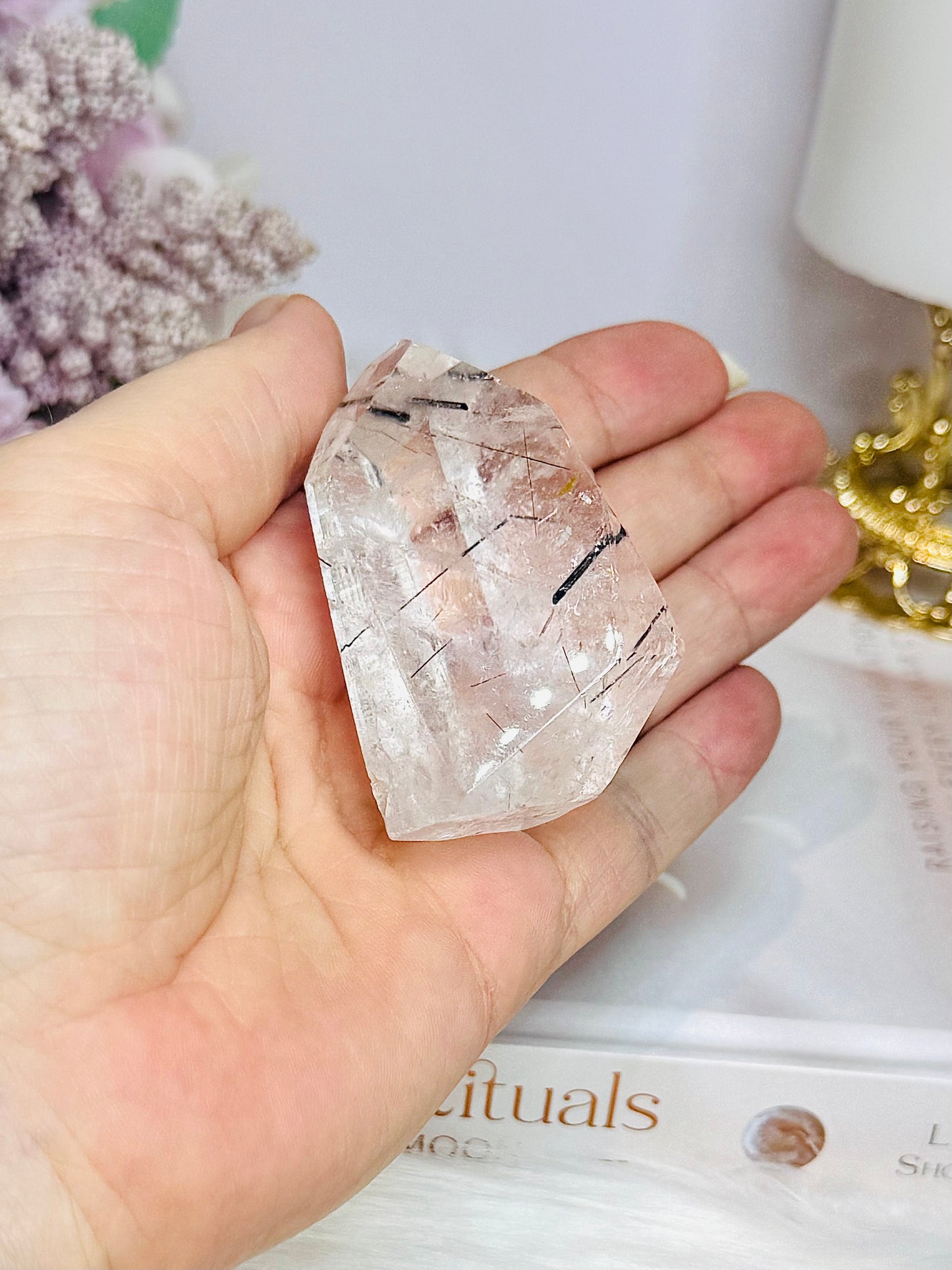 Black Tourmaline In Quartz Polished Freeform 6cm