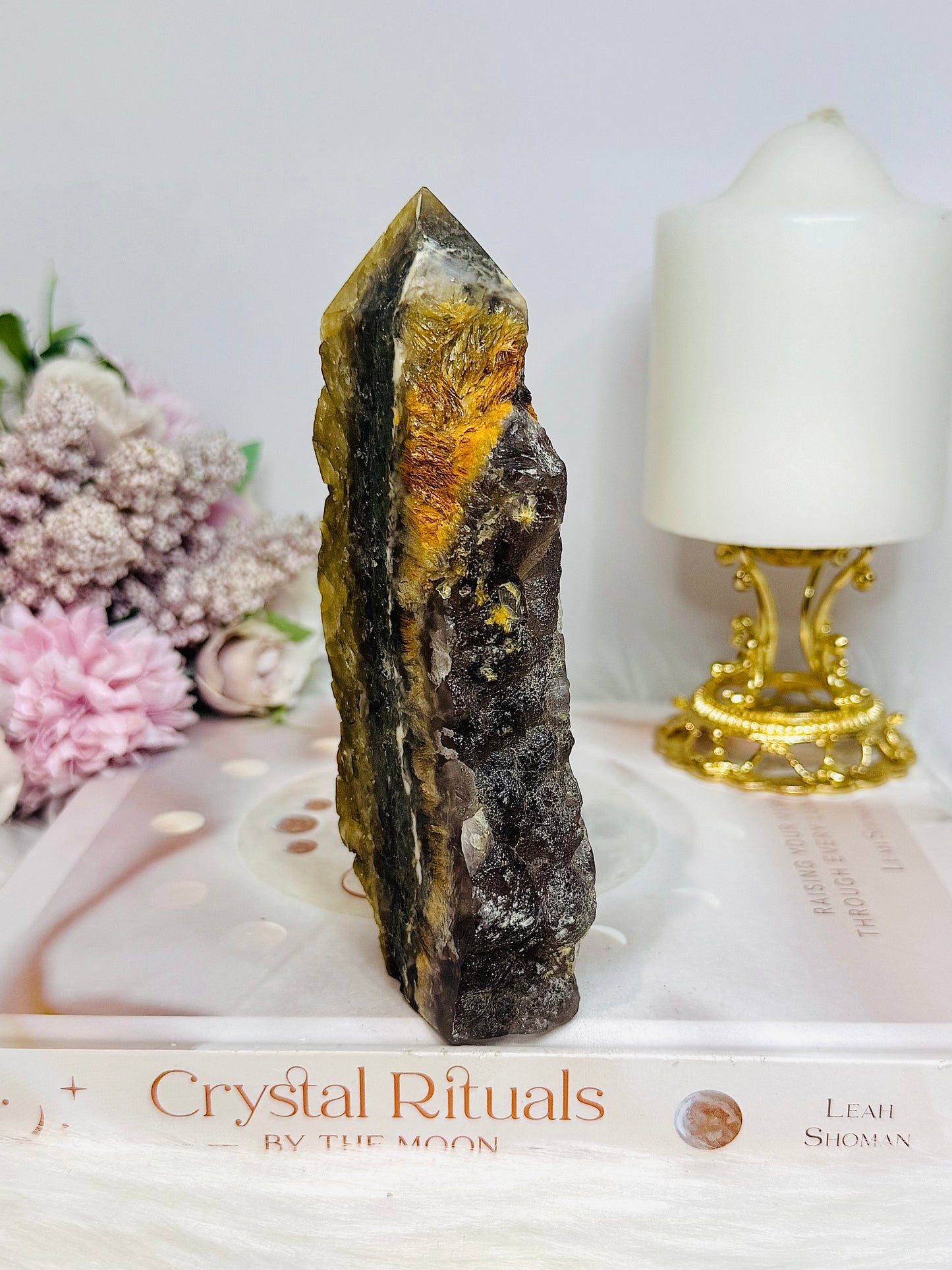 Fluorite X Pyrite Druzy Tower 14cm 470g