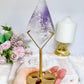 High Grade Amethyst In Quartz Diamond On Stand 21.5cm