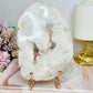 Clear Quartz Natural Druzy Slab 15cm on Glittery Rose Gold Stand