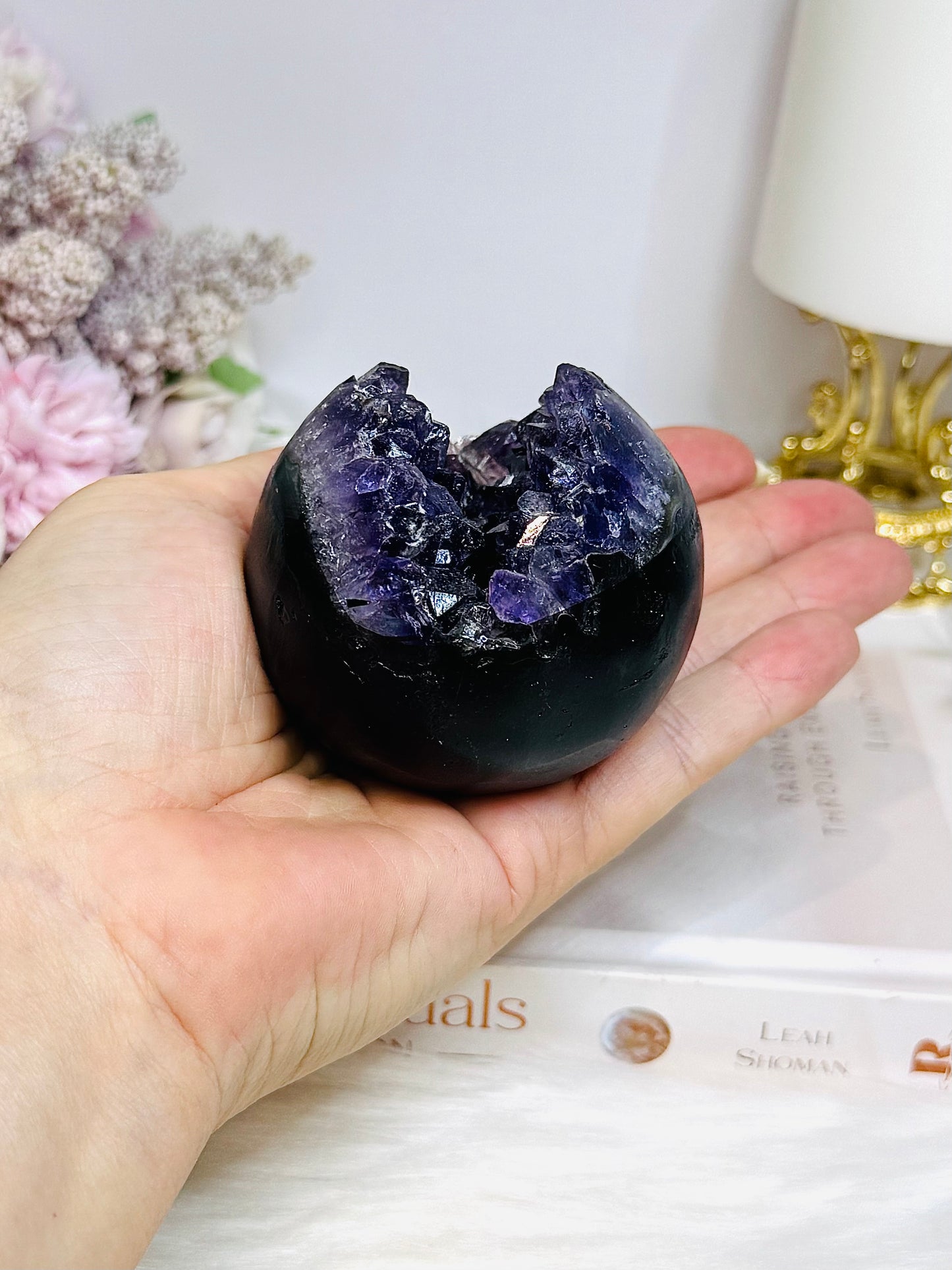 Druzy Amethyst Sphere on Stand 279g
