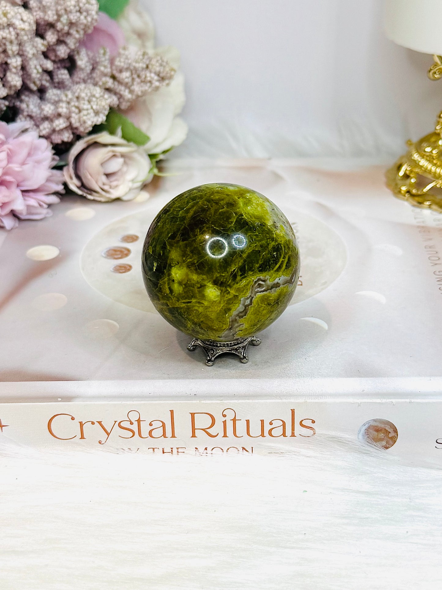 Green Opal Sphere on Stand 122g