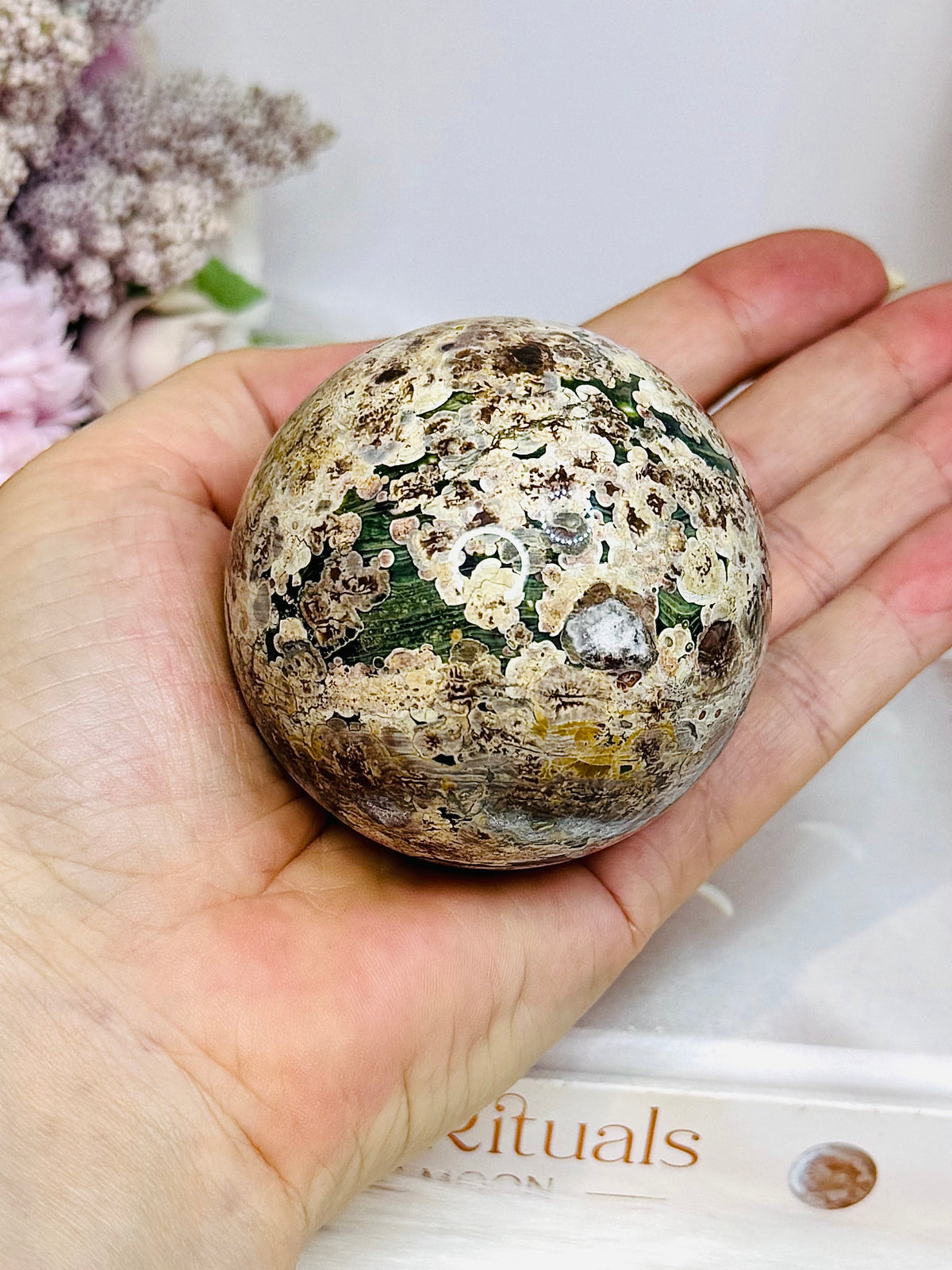 Sakura Agate Sphere on Stand 6.5cm