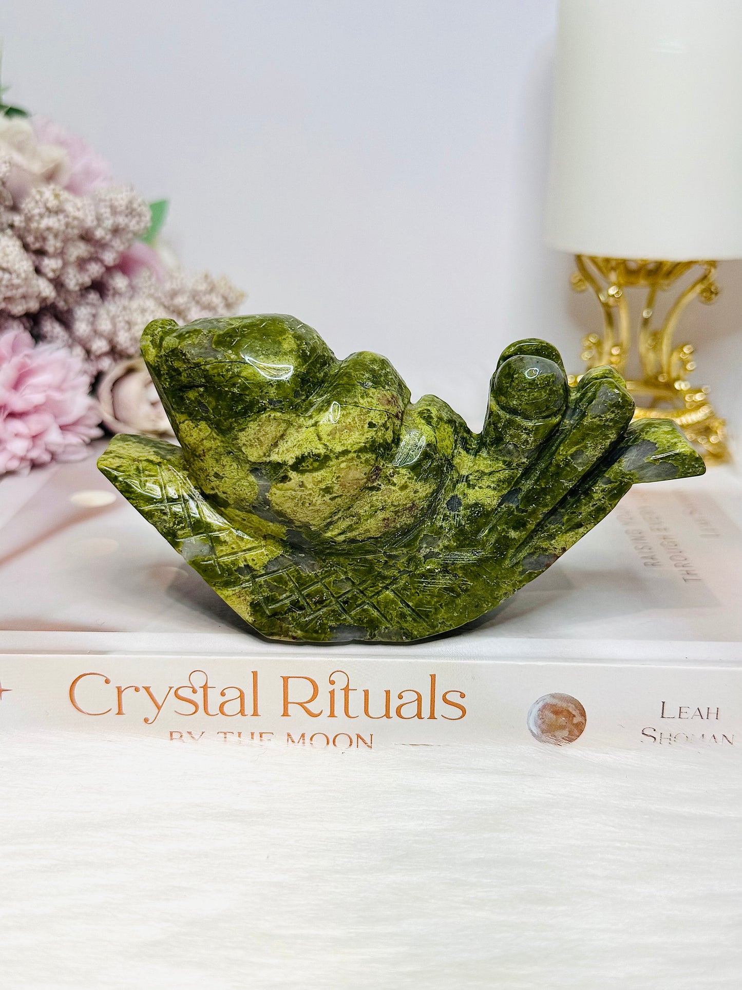 Chunky Large Green Jade Snail 11.5cm 296g