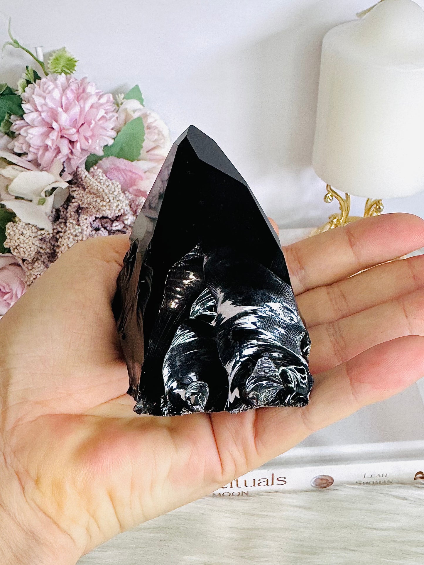 Black Obsidian Rough & Polished Tower 8cm