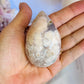 Stunning Flower Agate Carved Druzy Egg on Stand From Madagascar